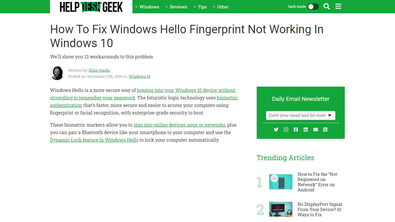How To Fix Windows Hello Fingerprint Not Working In Windows 10