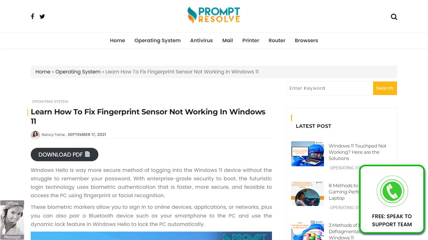 How To Fix Fingerprint Sensor Not Working In Windows 11 - Prompt Resolve